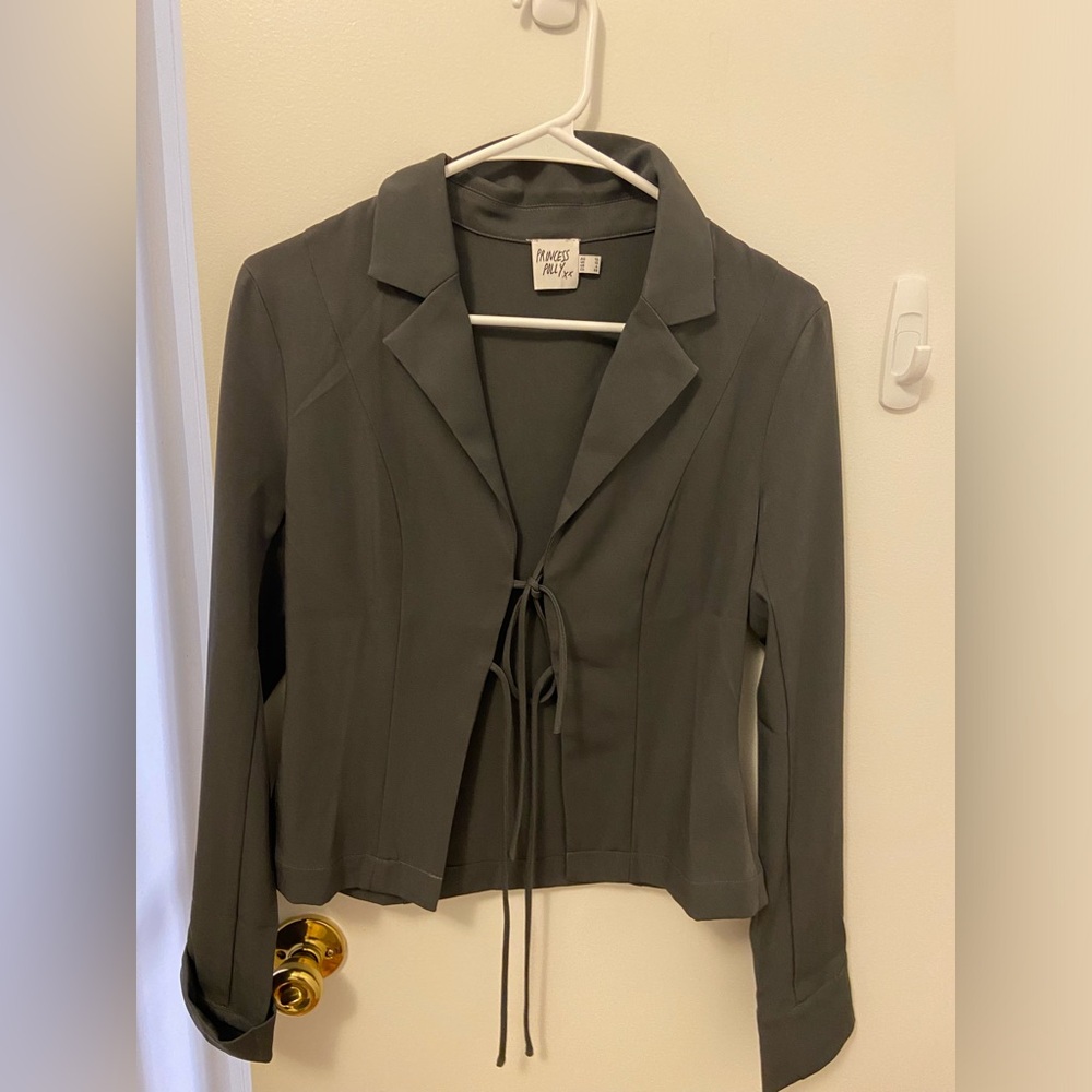 Grey Tie Blouse